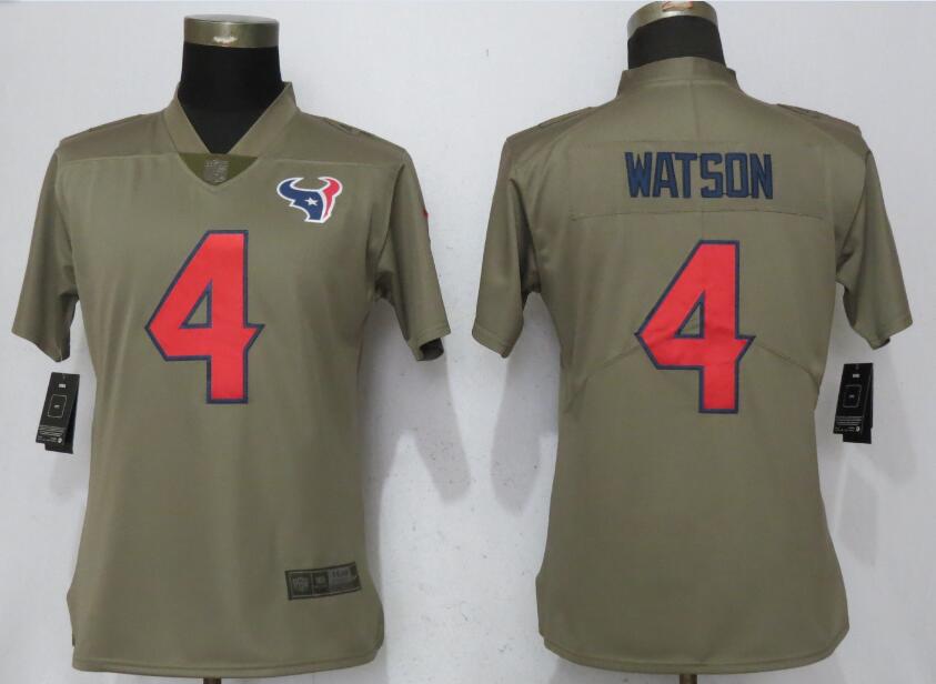 Women Houston Texans #4 Watson Nike Olive Salute To Service Limited NFL Jerseys->houston texans->NFL Jersey